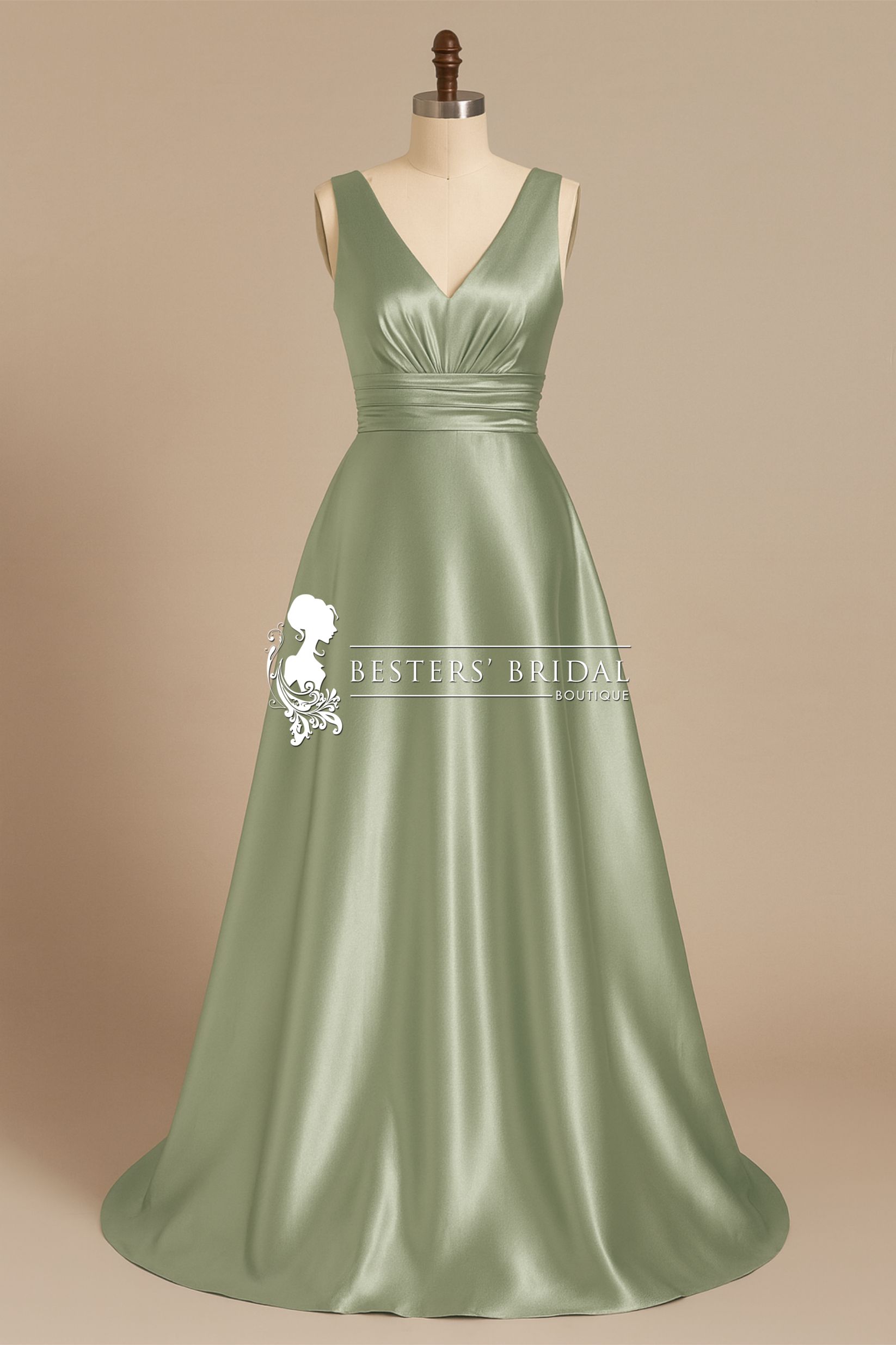 INDY Sleeveless Empire Waist Satin Dress With Pockets