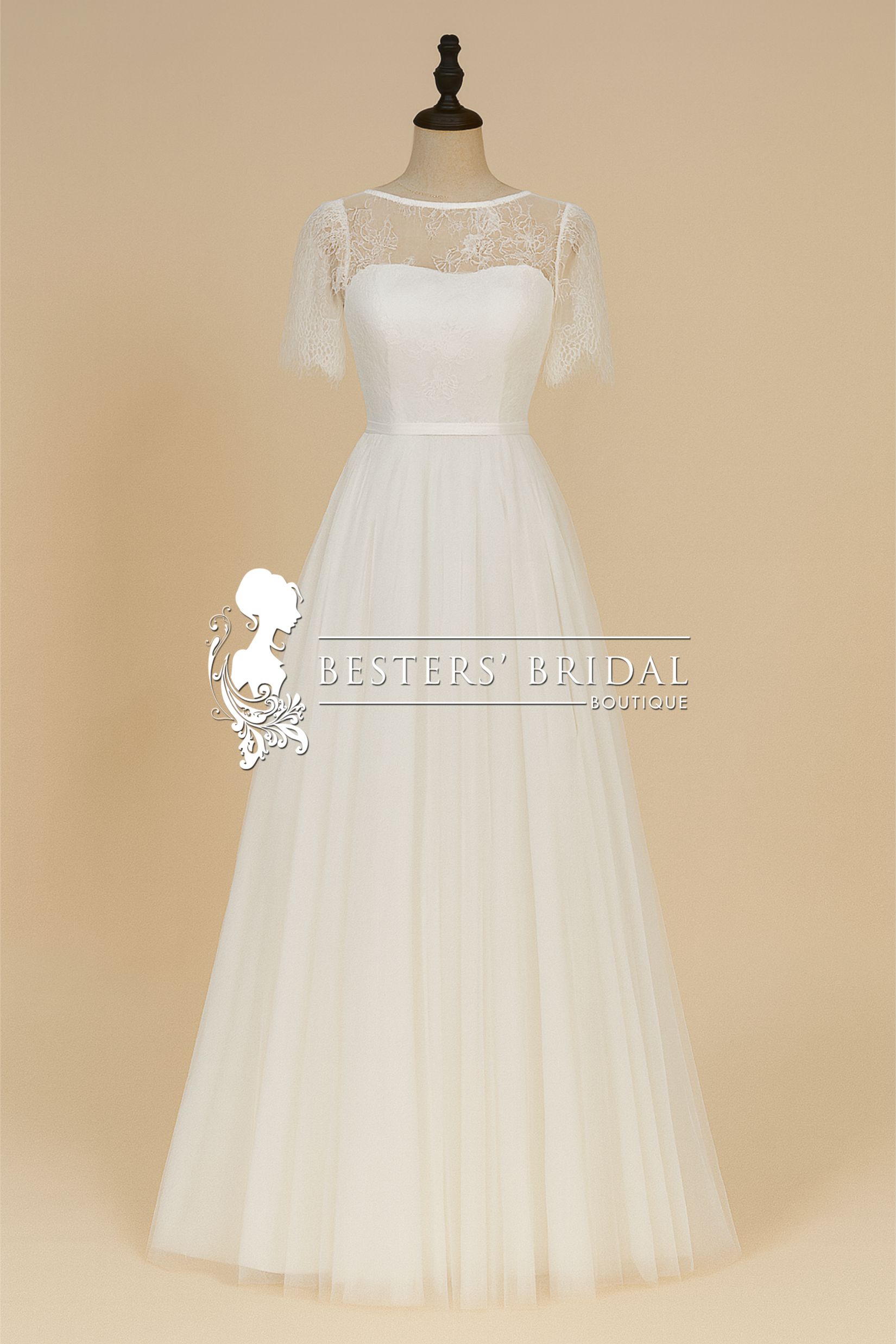 Lace Jacket A-Line Spaghetti Strap Wedding Dress