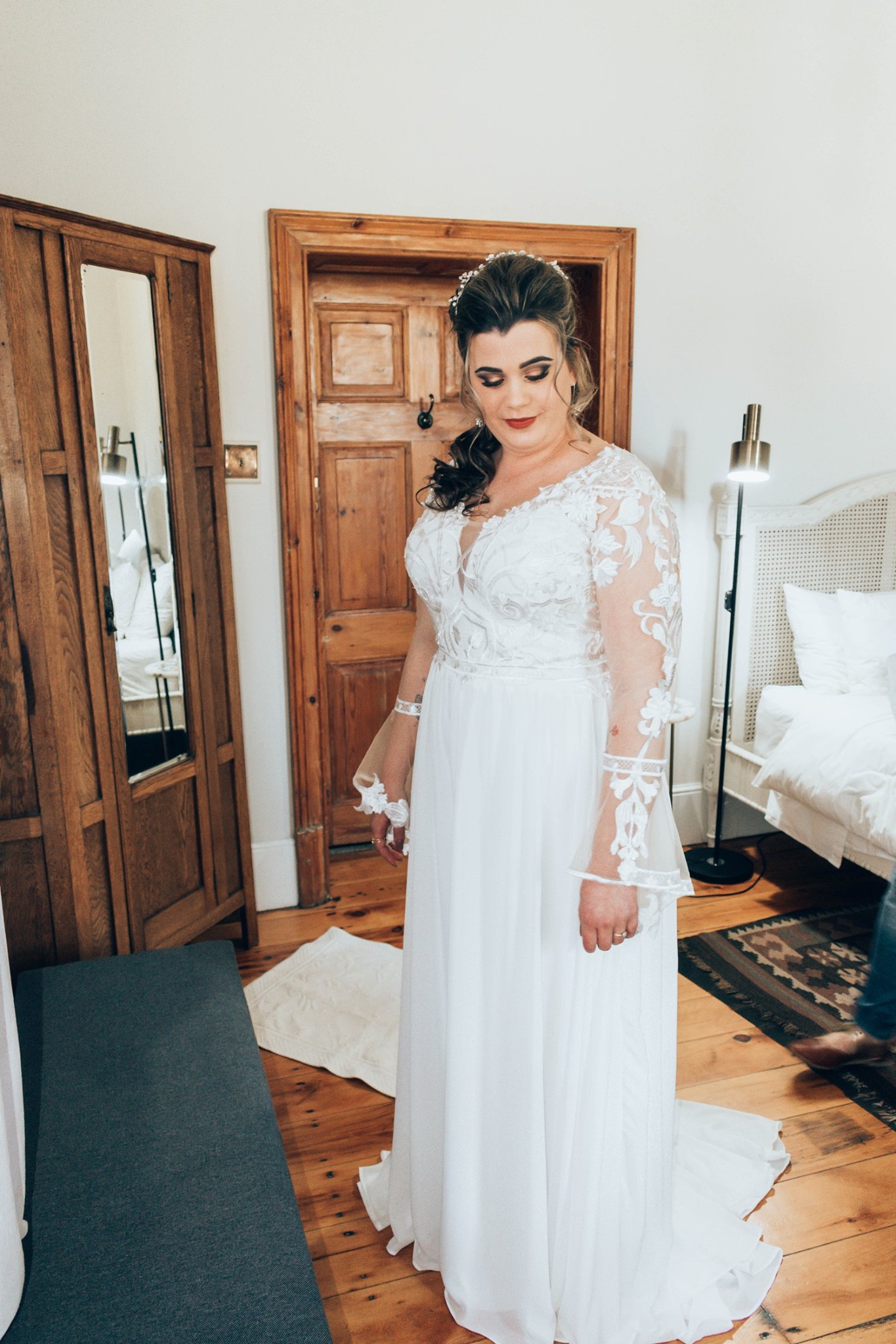 BIANCA CHIFFON FLUTTER SLEEVE BOHO WEDDING DRESS