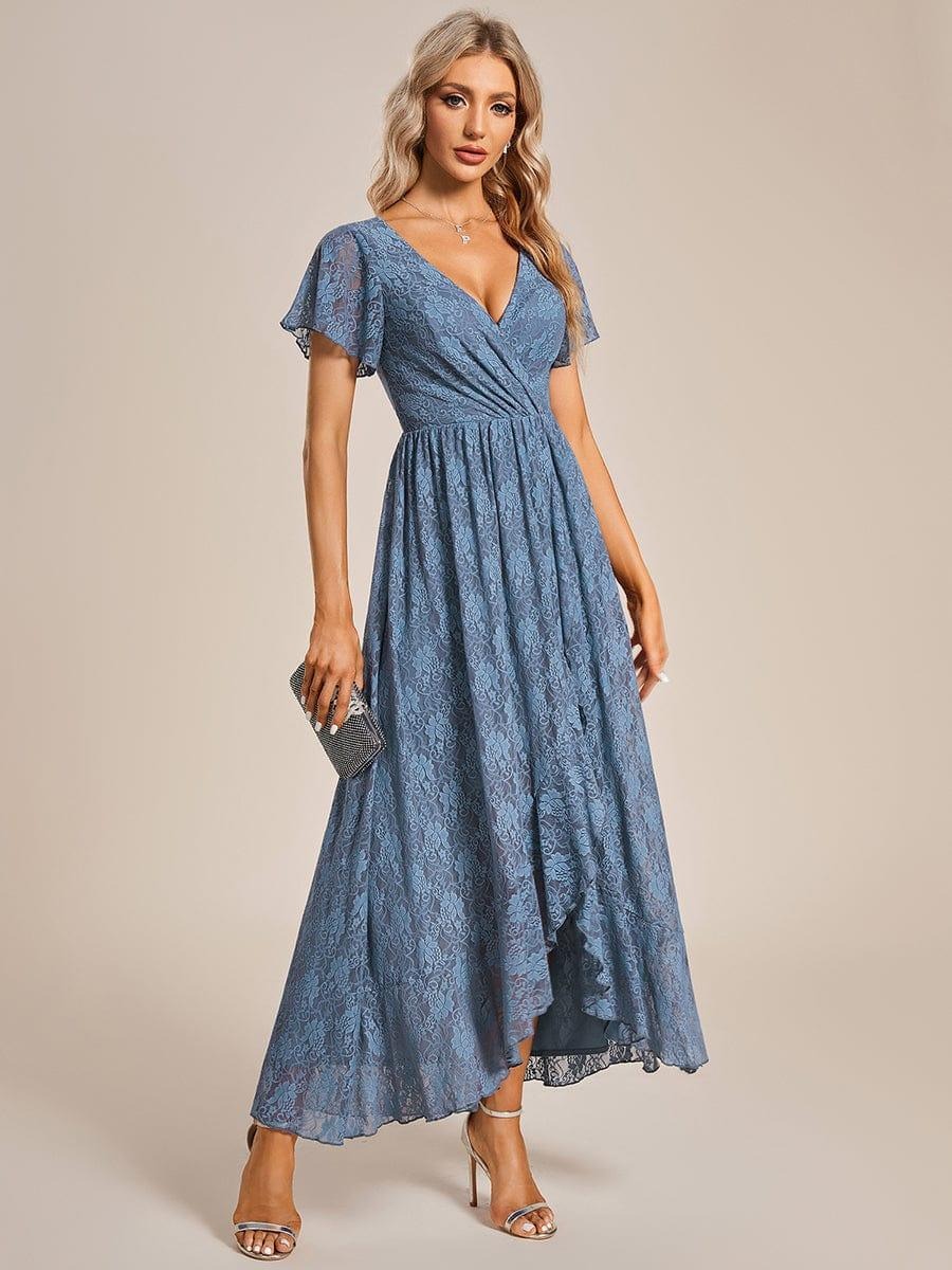 Elise A beautifully detailed Mother of the Bride dress featuring soft short sleeves, romantic ruffled lace, and a flattering silhouette for effortless elegance.  This dress is not currently in stock but is available to order.