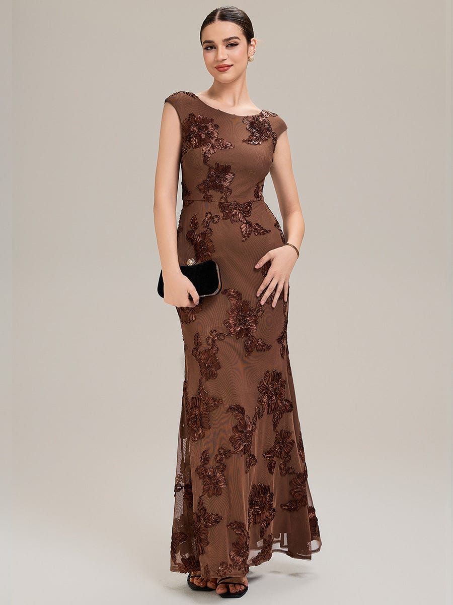 Preorder — Jacquard Mermaid Evening Dress A sophisticated bodycon mermaid gown crafted in luxurious jacquard fabric, designed to highlight your curves with an elegant, sculpted silhouette — perfect for formal occasions.  This dress is not currently in stock but is available to order.