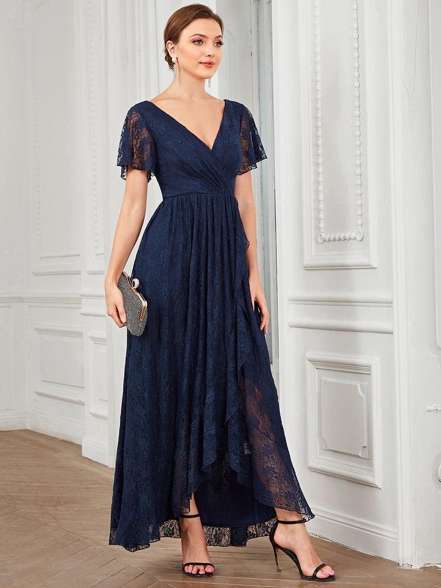 Elise A beautifully detailed Mother of the Bride dress featuring soft short sleeves, romantic ruffled lace, and a flattering silhouette for effortless elegance.  This dress is not currently in stock but is available to order.