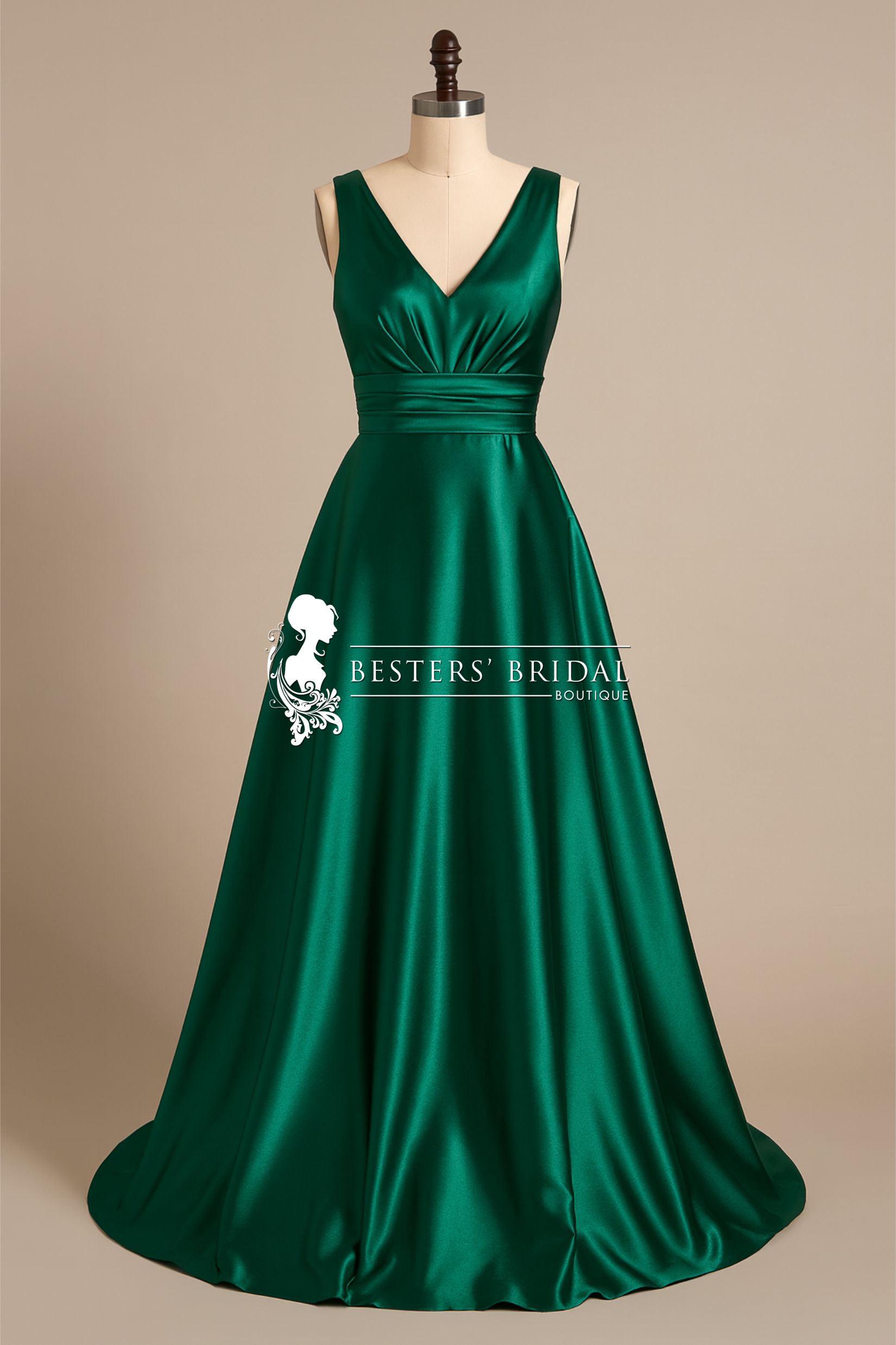 INDY Sleeveless Empire Waist Satin Dress With Pockets