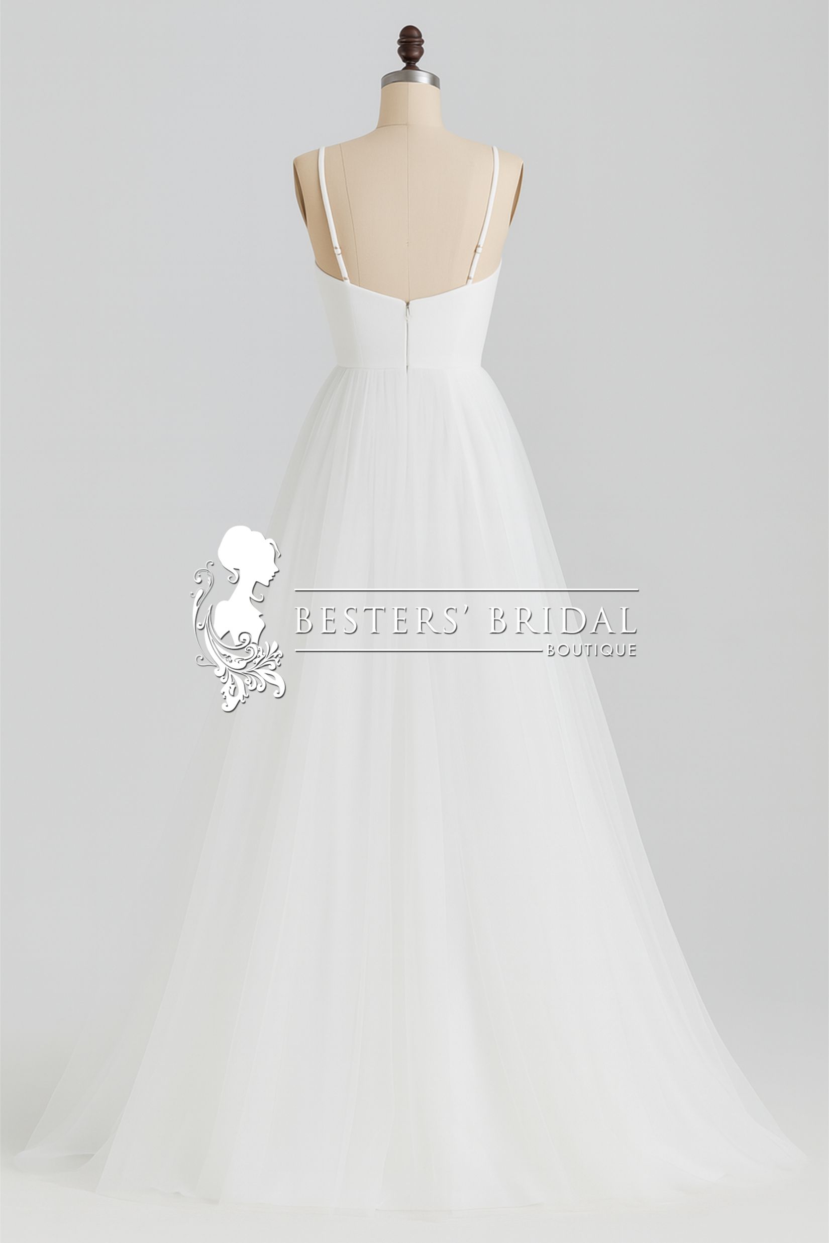 V-Neck A-Line Wedding Dress featuring Delicate Pearl Accents